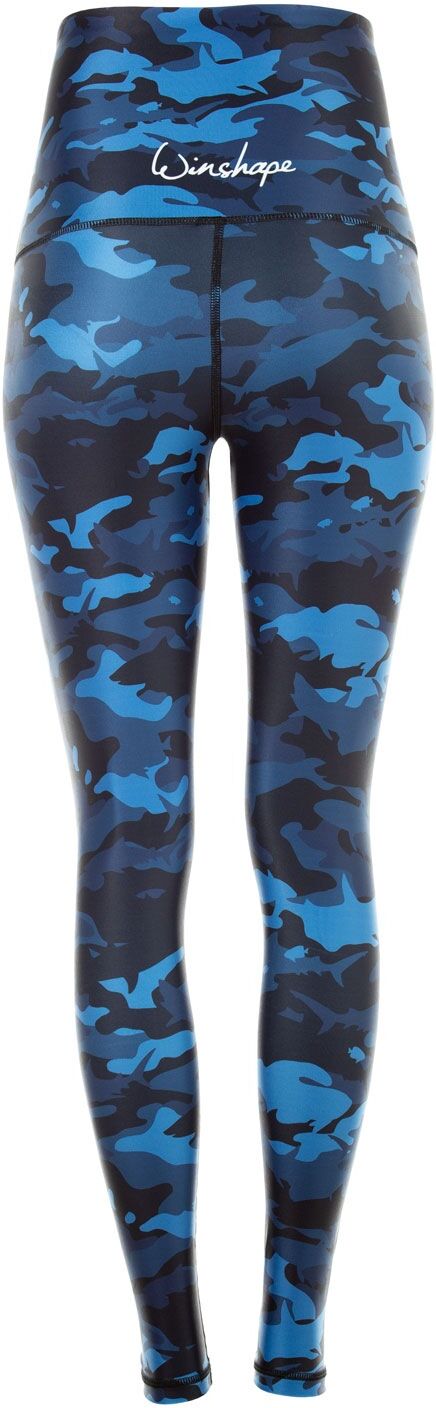 Leggings WINSHAPE "HWL102-Military", Damen, Gr. S, Normalgrössen, blau (camo blau), 80% Polyester, 20% Elasthan, Hosen Leggings, Core-Stability-Bund mit Bauch-Weg-Effekt camo blau S, Normalgrössen