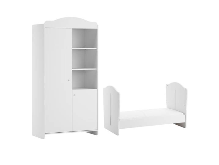 Lit évolutif 70x140 et armoire 2 portes Vox Megeve Blanc