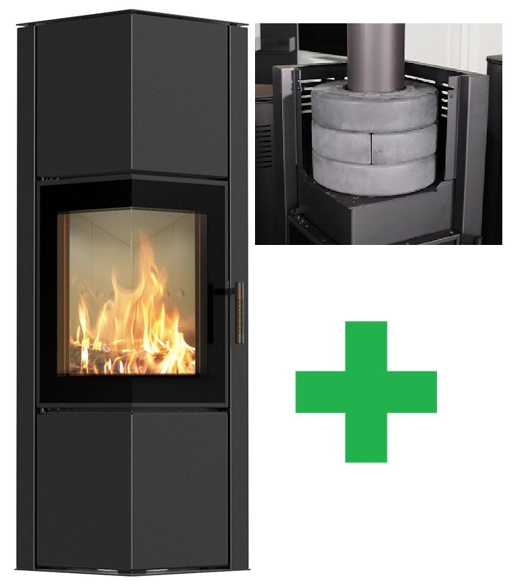 Eck-Kaminofen ILDNORD ODYN M + Speichersteine, raumluftunabh. - 8kW
