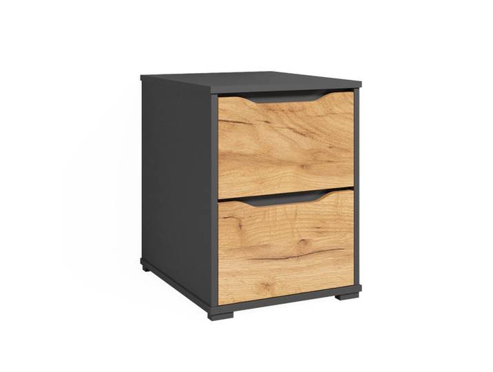 Vicco Kommode Ruben Goldkraft Eiche 40.2 x 53.6 cm mit Schubladen, Eichefarben, Rechteckig, 40.2x53.6x48 cm, Schlafzimmer, Nachtkästchen