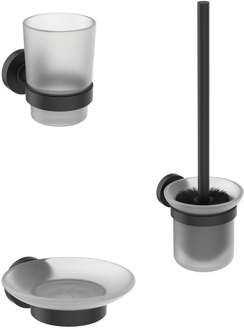 pack d'accessoires Ideal Standard IOM A9245XG Silk noir, brosse WC , gobelet, porte-savon