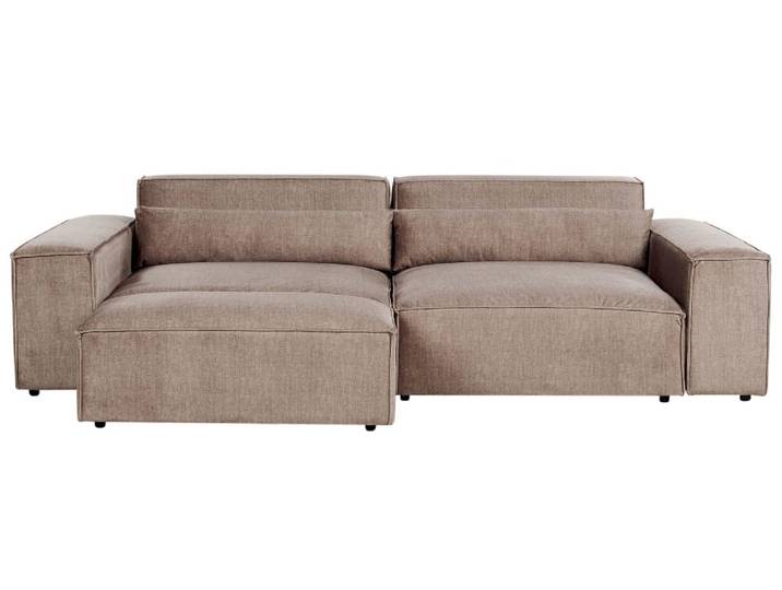 Canapé avec pouf 2 personnes en tissu marron