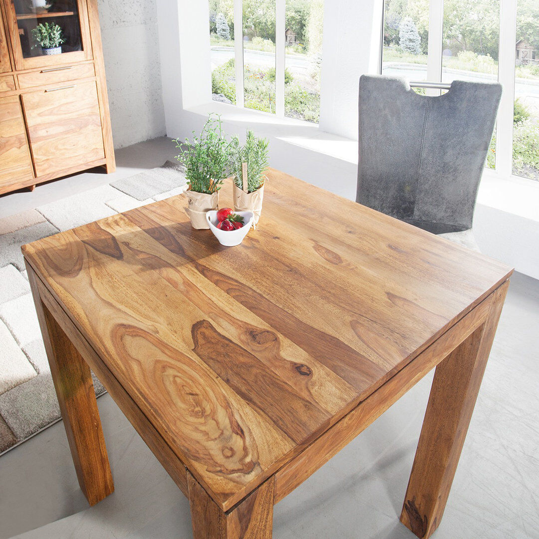 Union Rustic Elsa Square Dining Table with Wood Base Natural Wood
