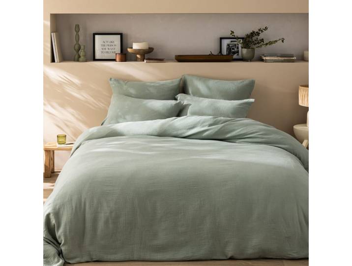 Housse de couette unie en coton lichen 240x220cm