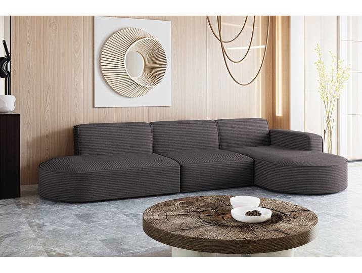Kaiser Möbel Ecksofa Designer, Sofa L form MODENA stoff Poso, Dekorative Kissen, viele Farben, bequem