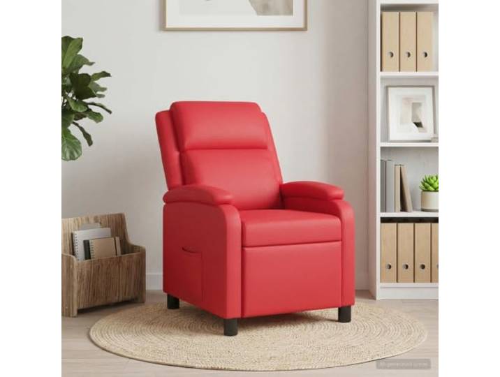 Relaxsessel Rot Kunstleder mit Neigungsfunktion 115°-160° Metall-Holzgestell, schwarze Kunststoffbeine, 60% PU Bezug, pflegeleicht, Wohnzimmer & Büro
