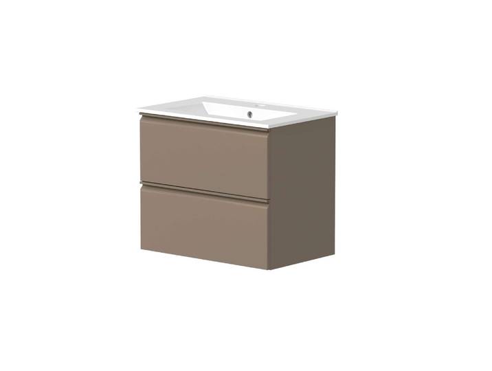 Waschtisch WELLTIME Cosmos in verschiedenen Ausführungen inkl. Waschbecken , braun (braun, braun), B:61cm H:51,8cm T:39cm, Waschtische, Waschtisch, Badmöbel, Waschplatz mit 2 Schubladen, Soft-Close-Funktion, FSC