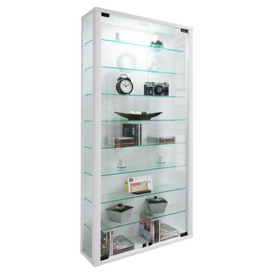 Standvitrine VCM "Holz Glas Stand Vitrine Sammelvitrine Lumo Maxi", weiß, B:59cm T:18cm, Obermaterial: 100% Holz Wood., Schränke, Standvitrine