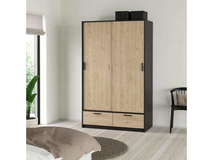 Kammuri - Armoire 2 Portes\, 121x200h cm Noir\, Portemanteau
