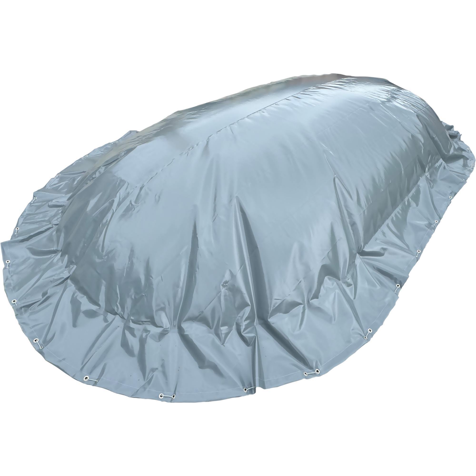 Luftkissen Poolabdeckung CF Aeroshield, aufblasbare Abdeckplane, aufblasbare Abdeckplane oval achtform 525 x 320 cm, 580 g/m² grau mit Ösen und Spannseil
