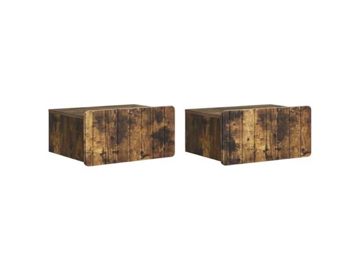LMTYOENFG 2er Set Wandnachttisch mit Schublade Geräucherte Eiche Platzsparende Hängekonsole für das Schlafzimmer, schafft freie Bodenfläche und bietet diskrete Aufbewahrung an der Wand.