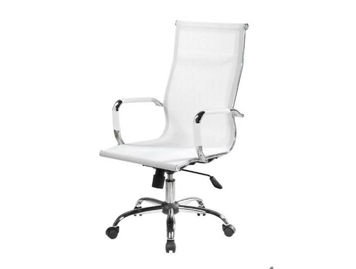 Dmora - Chaise à roulettes Asuni 63 x 54 x h 116 cm blanche Acier et Nylon