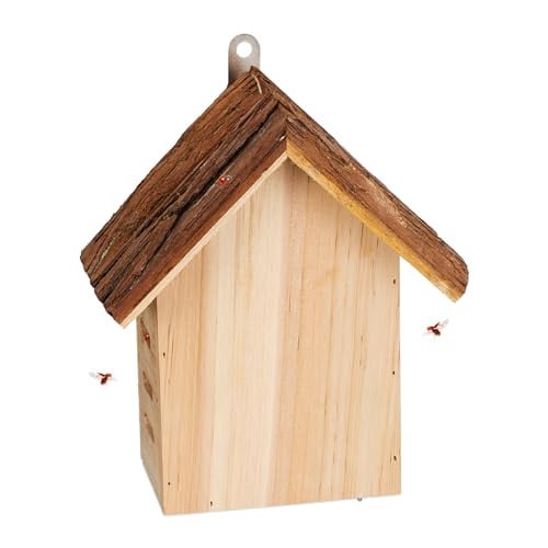 Relaxdays Houten insectenhotel voor lieveheersbeestjes, Bruin, H x B x D: 22,5 x 19 x 12,5 cm