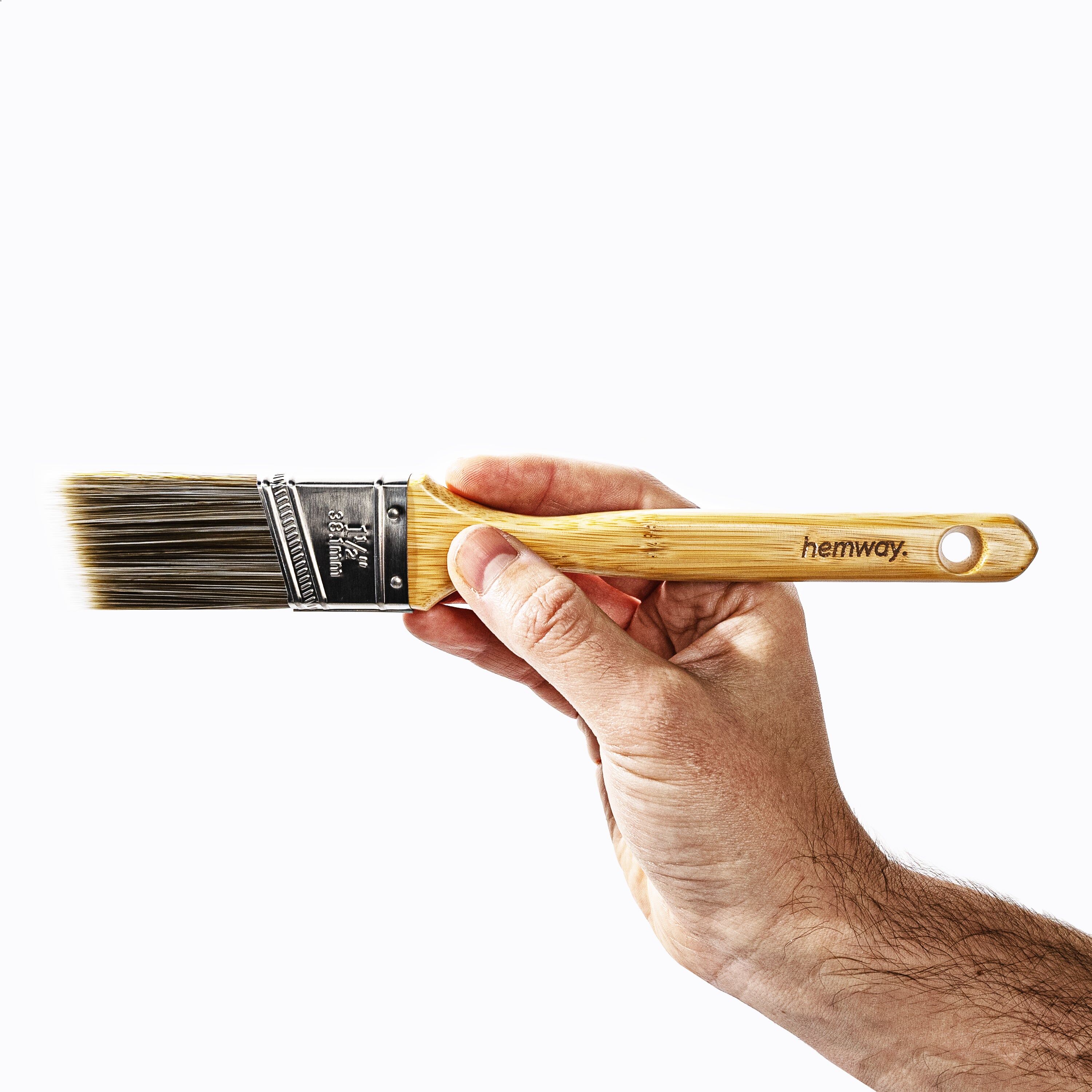 Hemway Premium 1.5 Inch Bamboo Cutting-In Angle Sash Paint Brush   For Indoor Outdoor Emulsion Paint & Varnish - 1.5 Inch