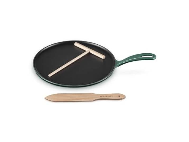 Le Creuset Traditionelle runde Crêpespfanne aus emailliertem Gusseisen, 26 cm, Artichaut