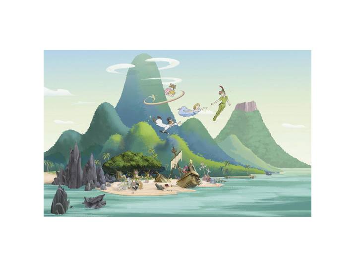 Disney Fototapete Peter PAN AND THE Lost Boys, Grün, Mehrfarbig, Cartoon, 400x250 cm, Tapeten & Wandverkleidungen, Fototapeten