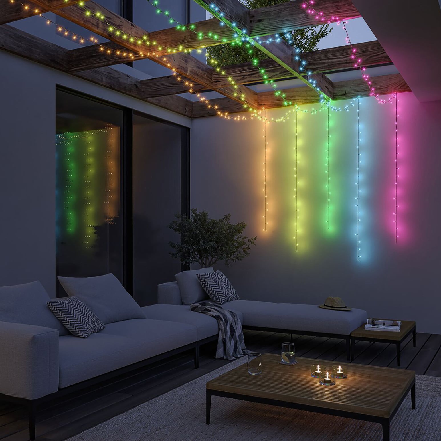 home24 Outdoor-lichtsnoer RGB multicolor zwart 1240 cm