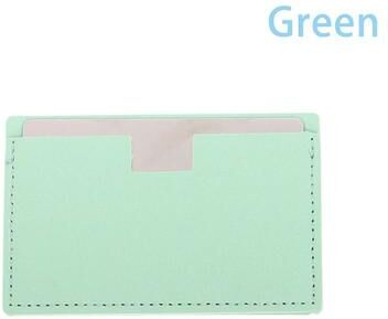 Uplift Picks Stainless Steel Pocket Mirror Shatterproof Card With PU Leather Sleeve green