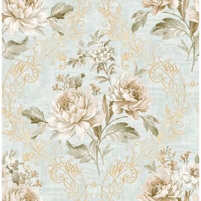 Seabrook Designs Anka Floral Ogee Unpasted Wallpaper