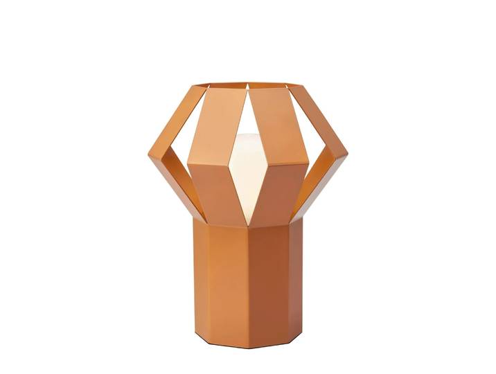 Lampe de table design en métal orange