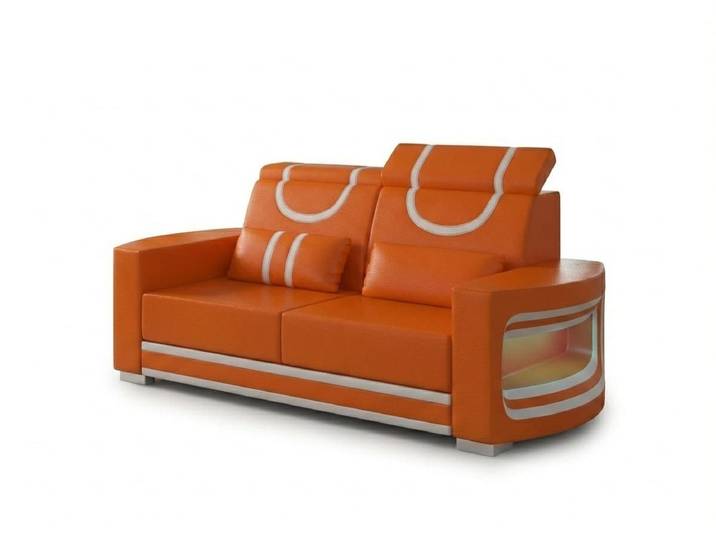 Xlmoebel Sofa Orange Weiß 2-Sitzer Sofa Modern Wohnzimmer Luxus Couch Design Möbel *, 1 Teile, Schlaffunktion