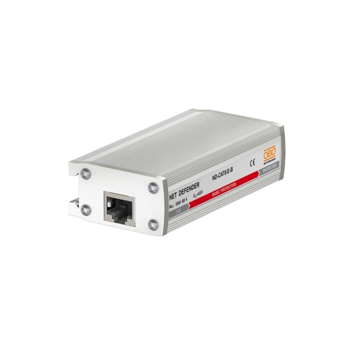 OBO ND-CAT6/E-B Net Defender basisbescherming voor klasse E/CAT6, 58V, zilvergrijs