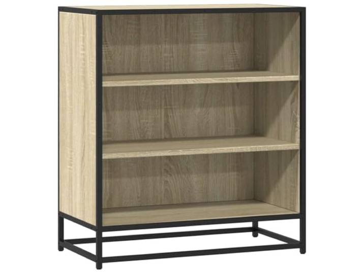 LASWWQMRF Sideboard Sonoma-Eiche 68x35x76 cm Beistellschrank Metall Industrie Beistellschrank mit 3 offenen Fächern für Wohnzimmer & Schlafzimmer, großem Stauraum und Stabilität.