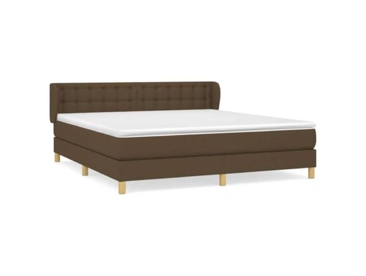 KKgypkn Boxspringbett mit höhenverstellbarem Kopfteil, Taschenfederkernmatratze 180x200 cm, Dunkelbraun, Stoffbezug, mittelharte Unterstützung