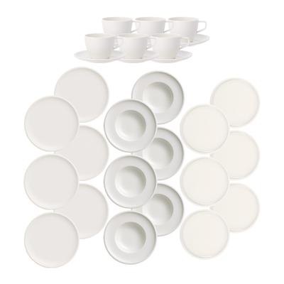 Geschirr-Set VILLEROY & BOCH "Geschirr-Set Artesano Original 30er Set weiß", weiß, 30, Porzellan, Geschirr-Sets, Geschirr-Set, Spülmaschinengeeignet, Mikrowellenfest