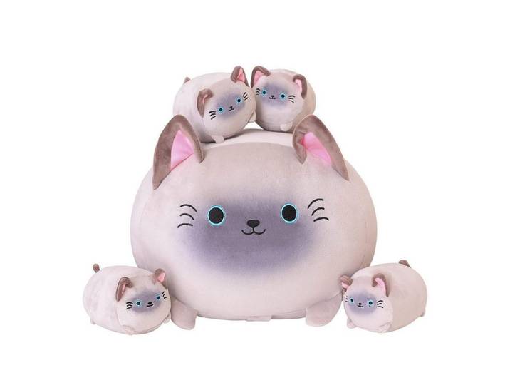 LuxusKollektion Kuscheltier Plüschkissen Siamesische Katze Mama mit 4 Kätzchen (1-St)
