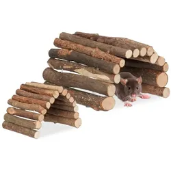 Relaxdays 2er Set Nagerbrücke aus Holz 2 Größen Braun