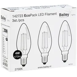 Bailey | 3x LED-Kerzenlampe | Kleine Fassung E14 | 4W
