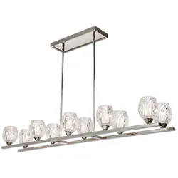 Kronleuchter Hängelampe Pendellampe LED Deckenleuchte Nickel Glas B 123,8 cm