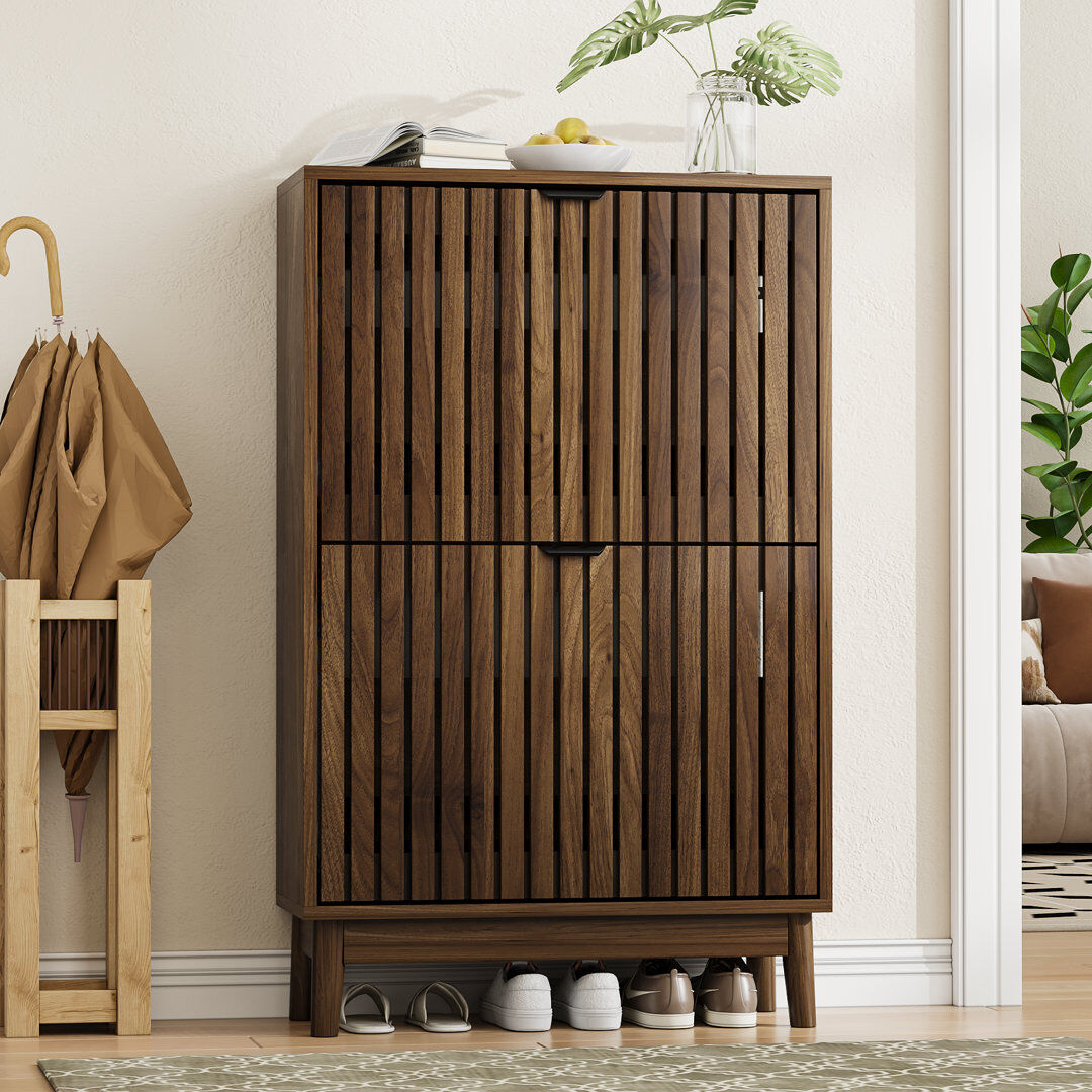 Brayden Studio Shoe Storage Cabinet Walnut 60cm W 12