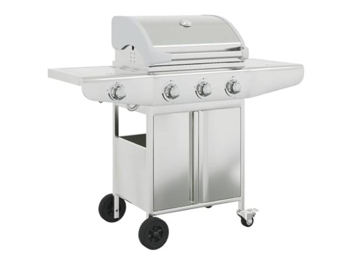 vidaXL Barbecue gril à gaz avec 4 brûleurs argenté acier inoxydable
