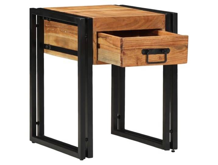 HEFZGDB Massivholz Akazie Beistelltisch 40x40x50 cm mit Schublade - Robuster Nachttisch und Wohnzimmertisch mit Stauraum, Hitzebeständige Oberfläche für Stabilität und Langlebigkeit