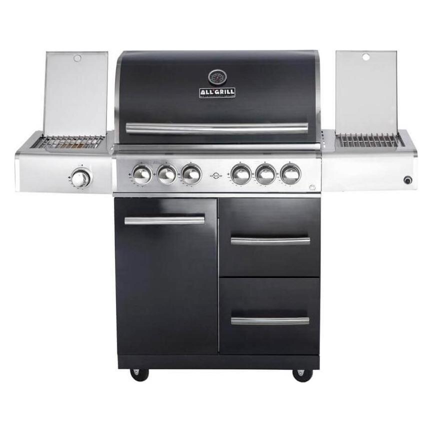 Allgrill Gasgrill CHEF L Edelstahl schwarz mit Steakzone und Air System (33991585)