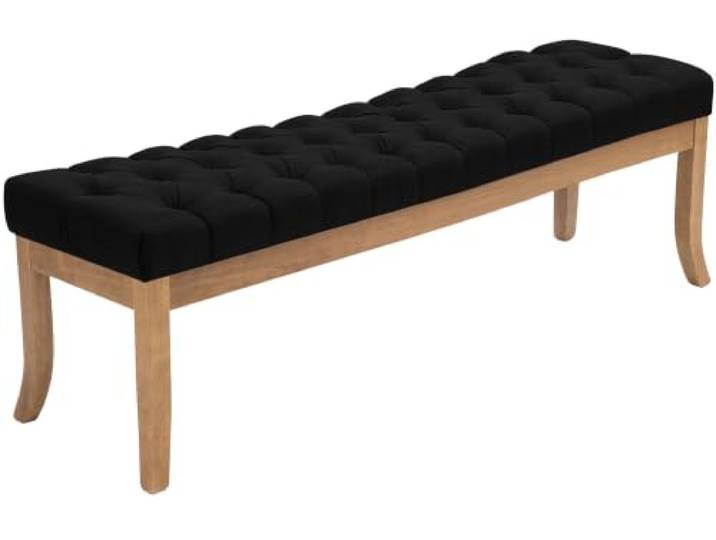 CLP Sitzbank gepolstert Stoff Ramses, Polsterbank mit hellem Holzgestell, pflegeleicht und langlebig, mit Bodenschonern Farbe schwarz Größe 150 cm