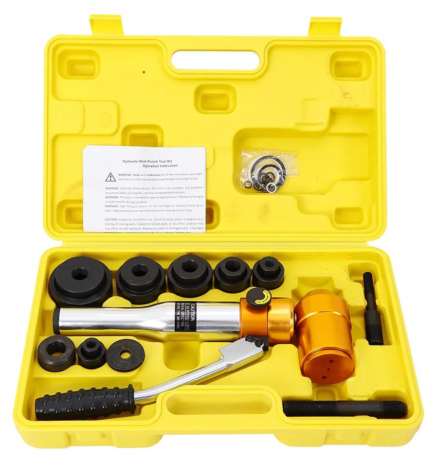 Hydraulisches Lochstanzwerkzeug - 90-kN-Stanzsatz - 6 Stanzmatrizen - 2,3-6,1 cm - Für Schaltschränke und Blech - Gold