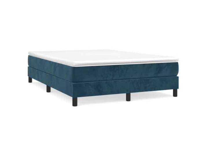 PUGYNBK Boxspringbett, Samt, Dunkelblau, 140 x 190 cm Taschenfedern, mittlere Festigkeit, Holzlatten, atmungsaktiver Schutz