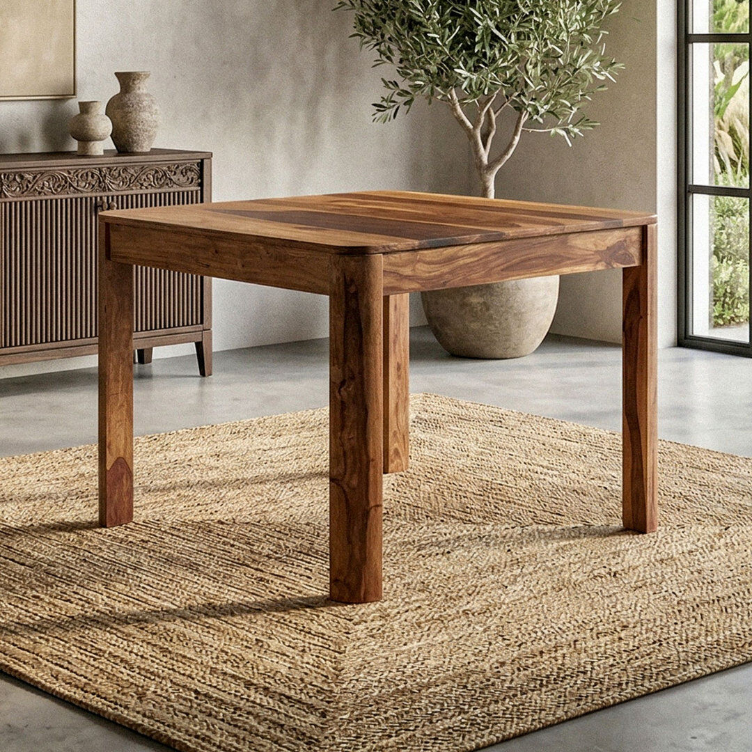 Norden Home Sheesham Dining Table with Wood Base Brown