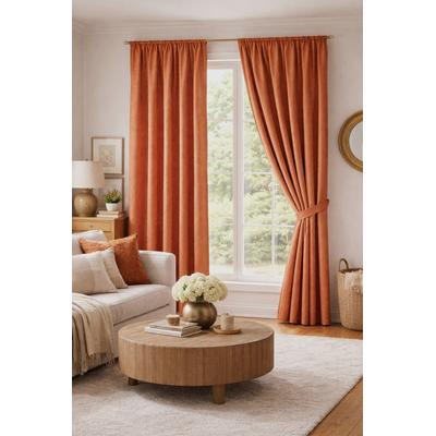 Vorhang WECKBRODT "Modena", orange (terra), B:135cm H:225cm, Polyester, Gardinen, Dekoschal, blickdicht, Jacquard-Muster, Universalschienenband, Gardine