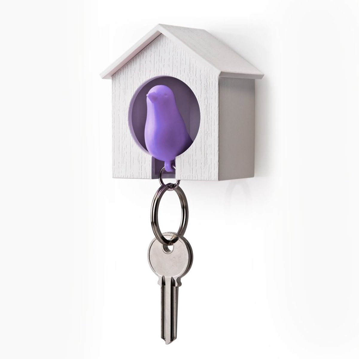 Qualy Sparrow Sleutelhanger - Wit/Paars