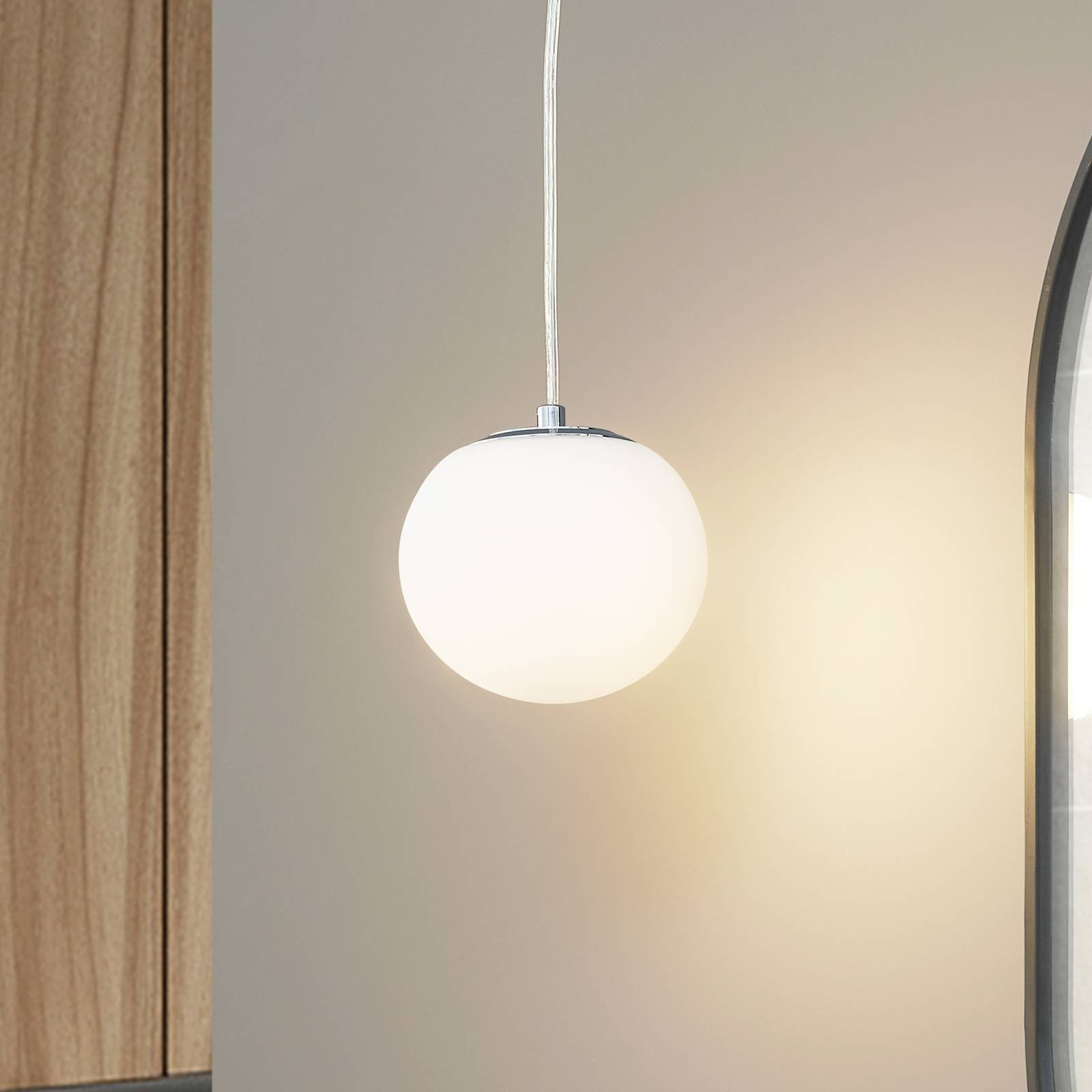 Lucande Bidolo Hanglamp Chroom en Glas IP44 voor Badkamer