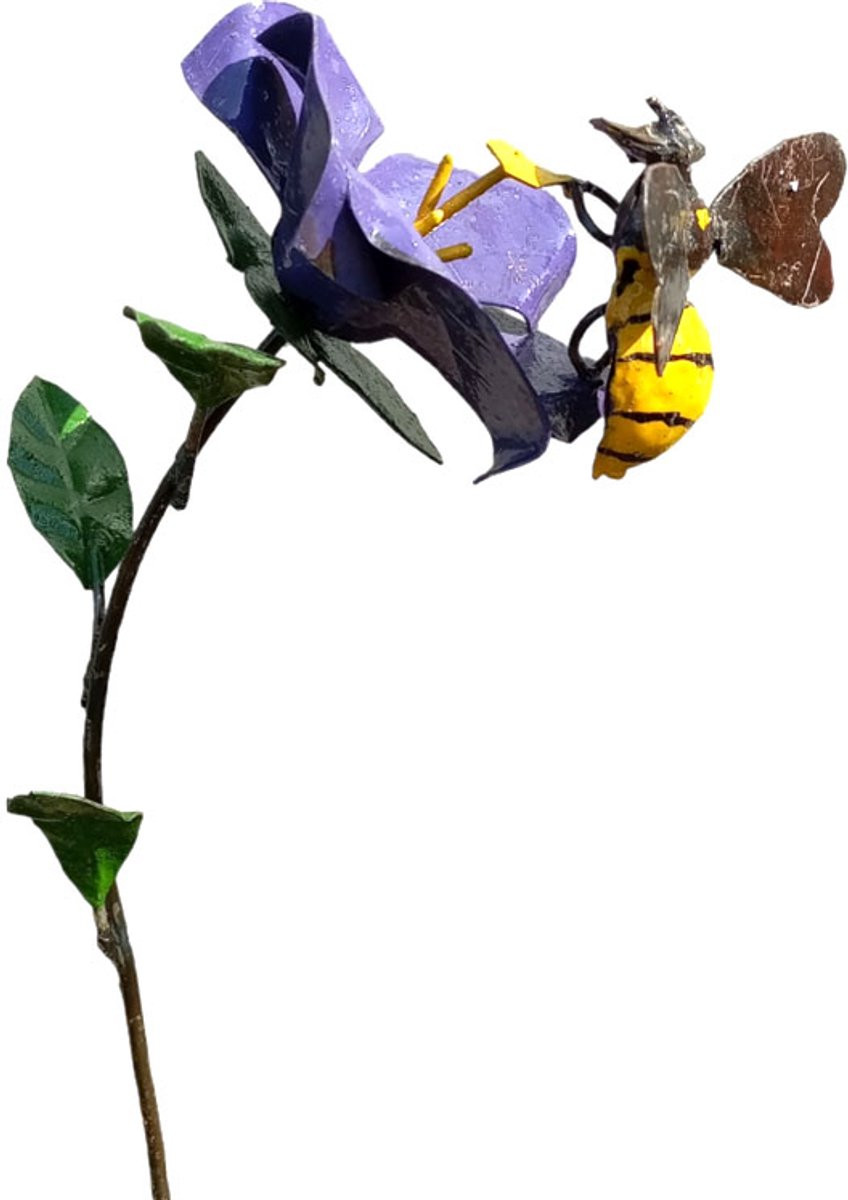 Floz Design Tuinprikker Paarse Hibiscus van Gerecycled Metaal