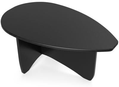 Costway Oval Coffee Table Mid Century Modern Accent Table Low Profile Wooden Center Table-Black