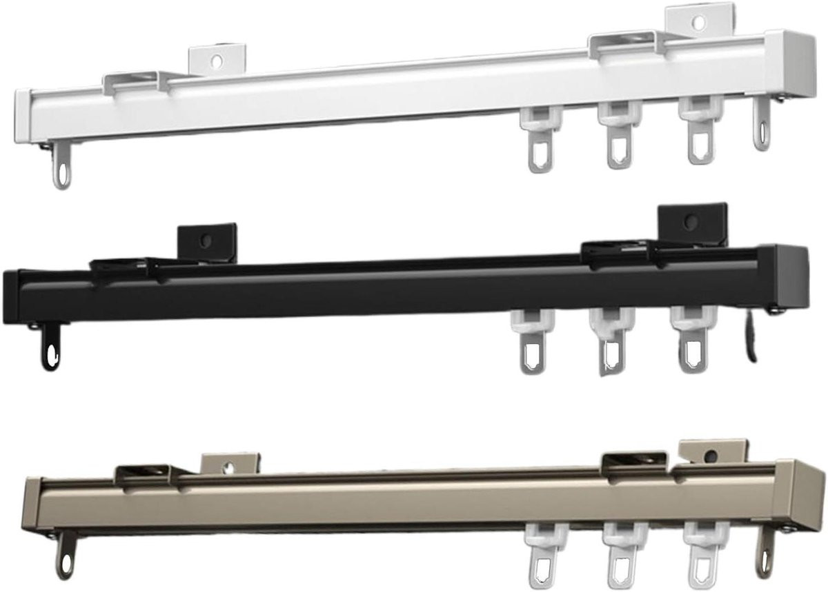 Gordijnrail Set Zwart - Plafondrail voor Naadloze Verbinding - 100 cm