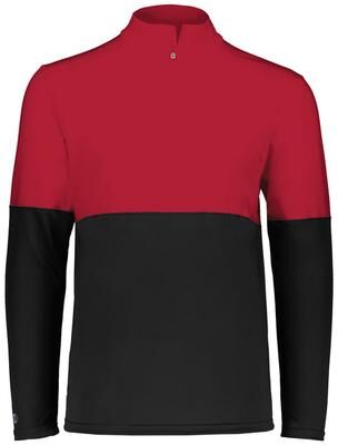 Holloway 223500 Men's Momentum Team 1/4 Zip Pullover T-Shirt in Black/Scarlet size Small   Polyester