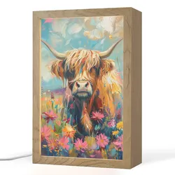 TISCHLEUCHTE Schottische Hochländer - Natur - Farbenfroh - Blumen Tischlampe 20x30 cm