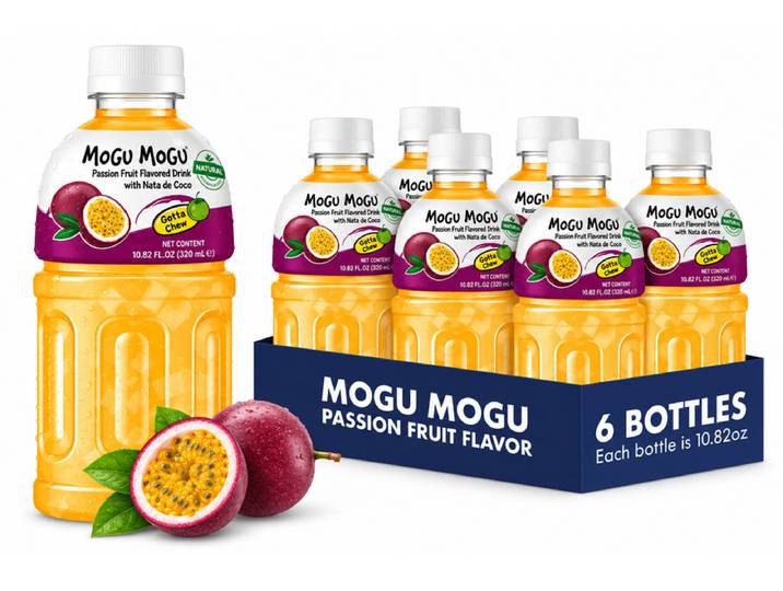 Mogu Mogu Boisson à la nata de coco saveur fruit de la passion - 320 ml x 6 bouteilles